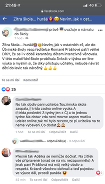 Facebook - reakce na domácí výuku